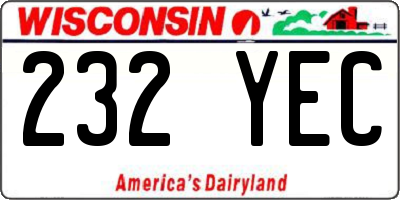 WI license plate 232YEC