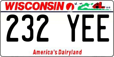 WI license plate 232YEE