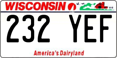 WI license plate 232YEF