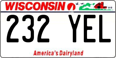 WI license plate 232YEL