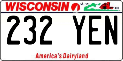 WI license plate 232YEN