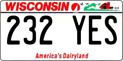 WI license plate 232YES