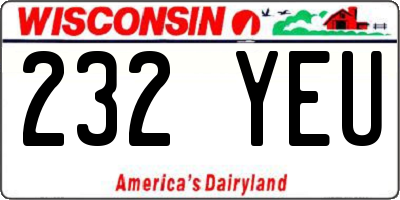 WI license plate 232YEU