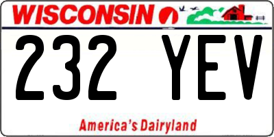 WI license plate 232YEV