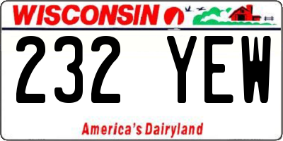 WI license plate 232YEW
