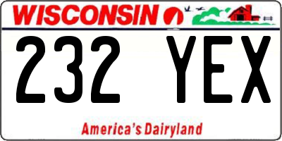 WI license plate 232YEX