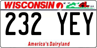 WI license plate 232YEY