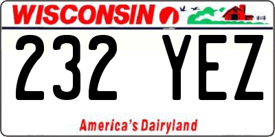 WI license plate 232YEZ