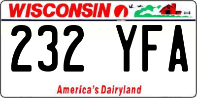WI license plate 232YFA