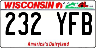WI license plate 232YFB