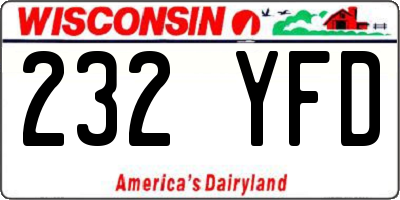 WI license plate 232YFD