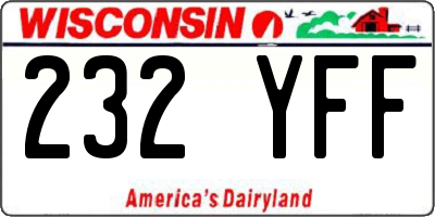 WI license plate 232YFF
