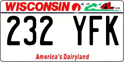 WI license plate 232YFK