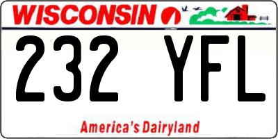 WI license plate 232YFL