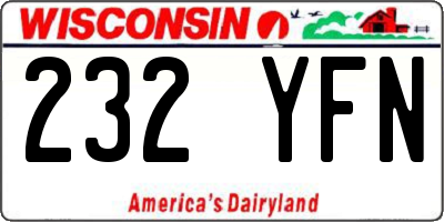 WI license plate 232YFN