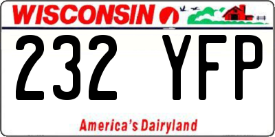 WI license plate 232YFP