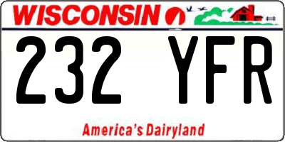 WI license plate 232YFR