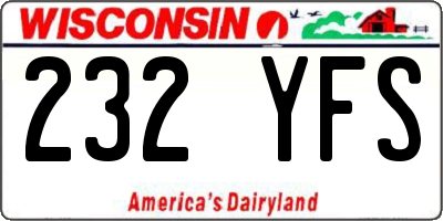 WI license plate 232YFS