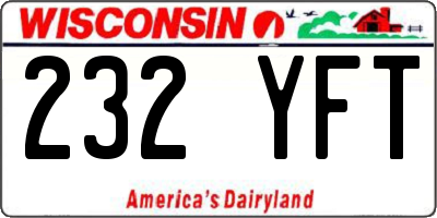 WI license plate 232YFT