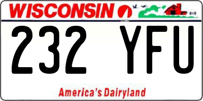 WI license plate 232YFU