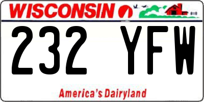 WI license plate 232YFW
