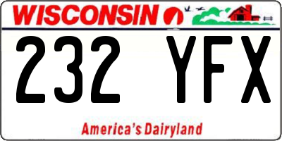 WI license plate 232YFX