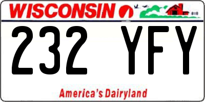 WI license plate 232YFY