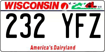 WI license plate 232YFZ
