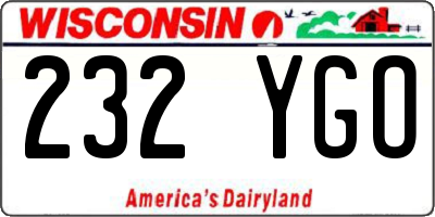 WI license plate 232YGO
