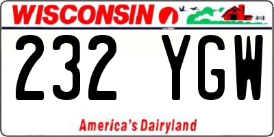 WI license plate 232YGW