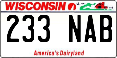 WI license plate 233NAB