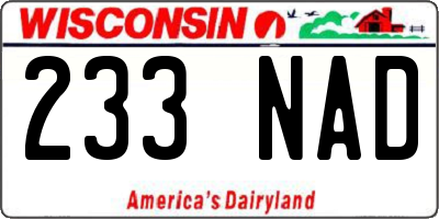 WI license plate 233NAD