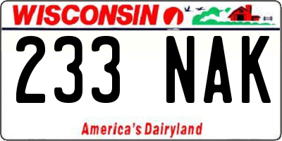 WI license plate 233NAK