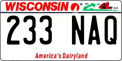 WI license plate 233NAQ