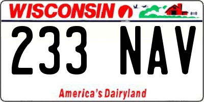 WI license plate 233NAV