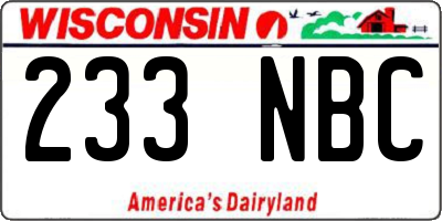WI license plate 233NBC