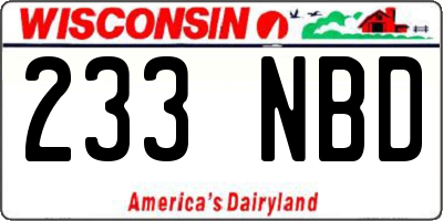 WI license plate 233NBD