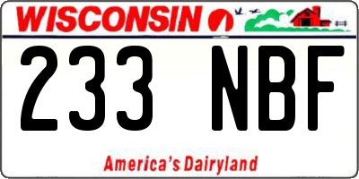 WI license plate 233NBF