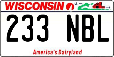 WI license plate 233NBL