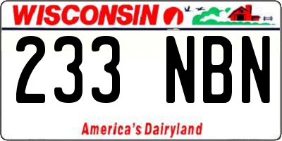 WI license plate 233NBN