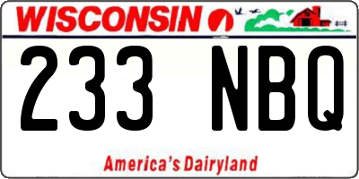 WI license plate 233NBQ