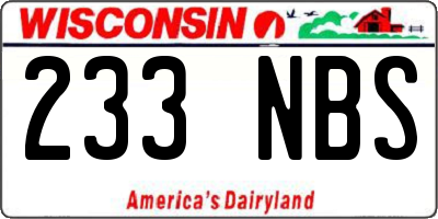 WI license plate 233NBS