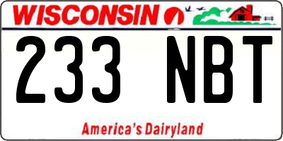 WI license plate 233NBT
