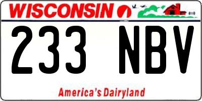 WI license plate 233NBV