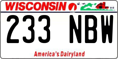 WI license plate 233NBW