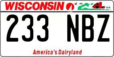 WI license plate 233NBZ