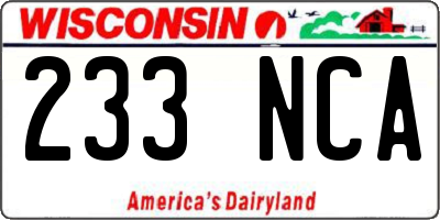 WI license plate 233NCA