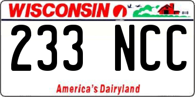 WI license plate 233NCC
