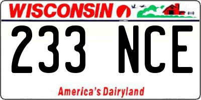 WI license plate 233NCE
