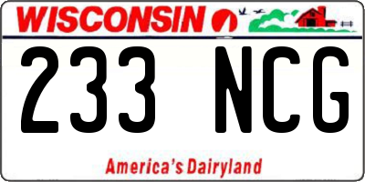 WI license plate 233NCG